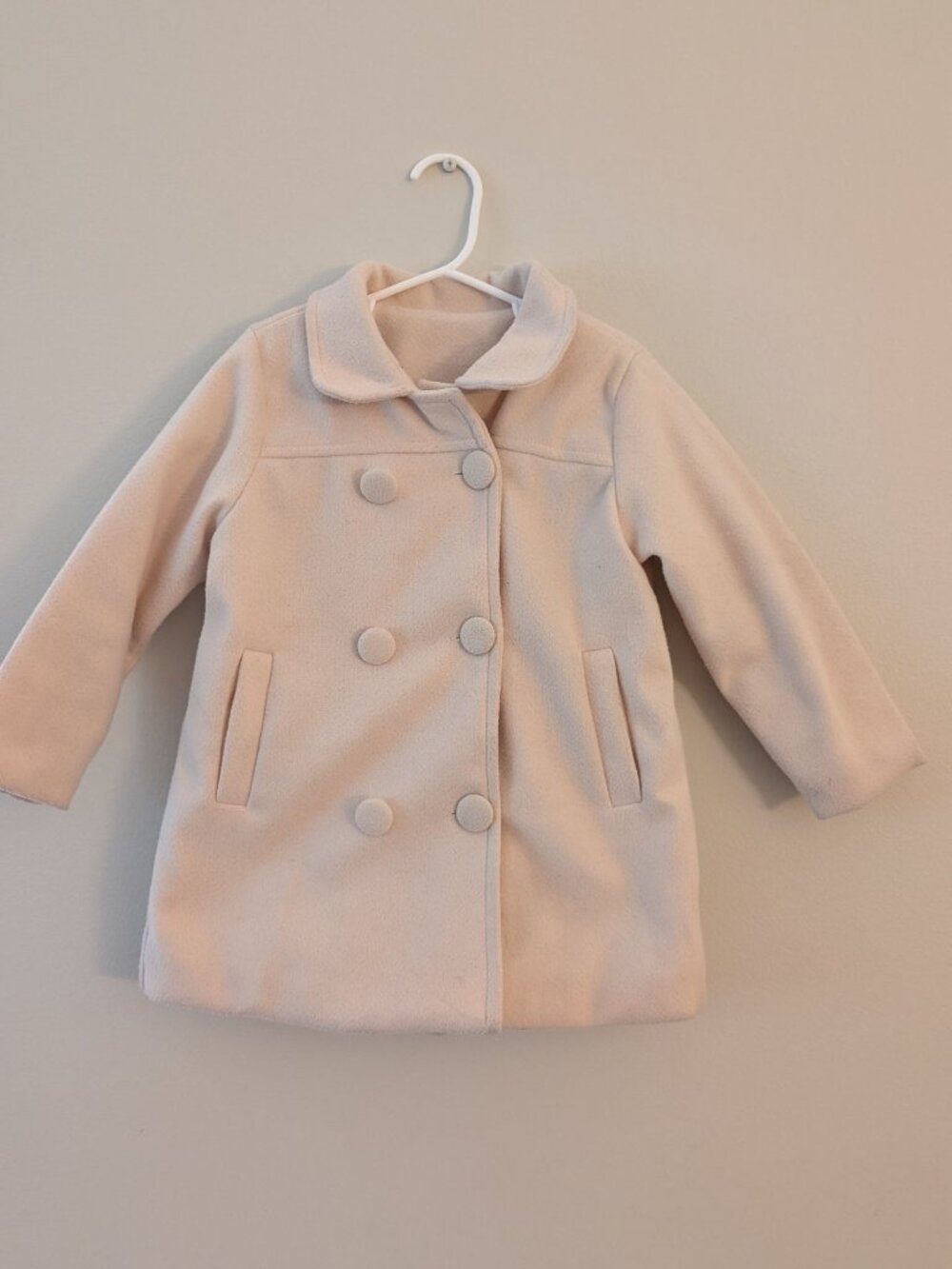 Girls Fleece Beige Peacoat 4-5T